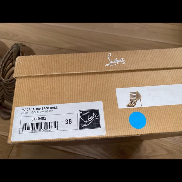 Authentic Christian Louboutin Macala 100 Baseball Gladiator Sandal Gold size 38 - Picture 11 of 12